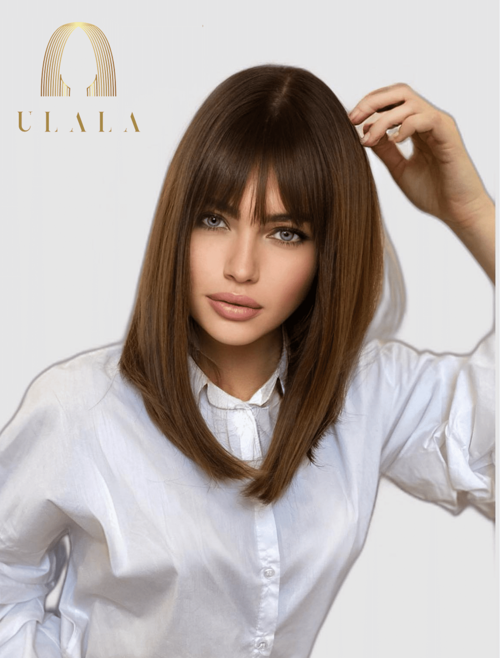 Emberi haj paróka - középhosszú barna balayage - ULALA