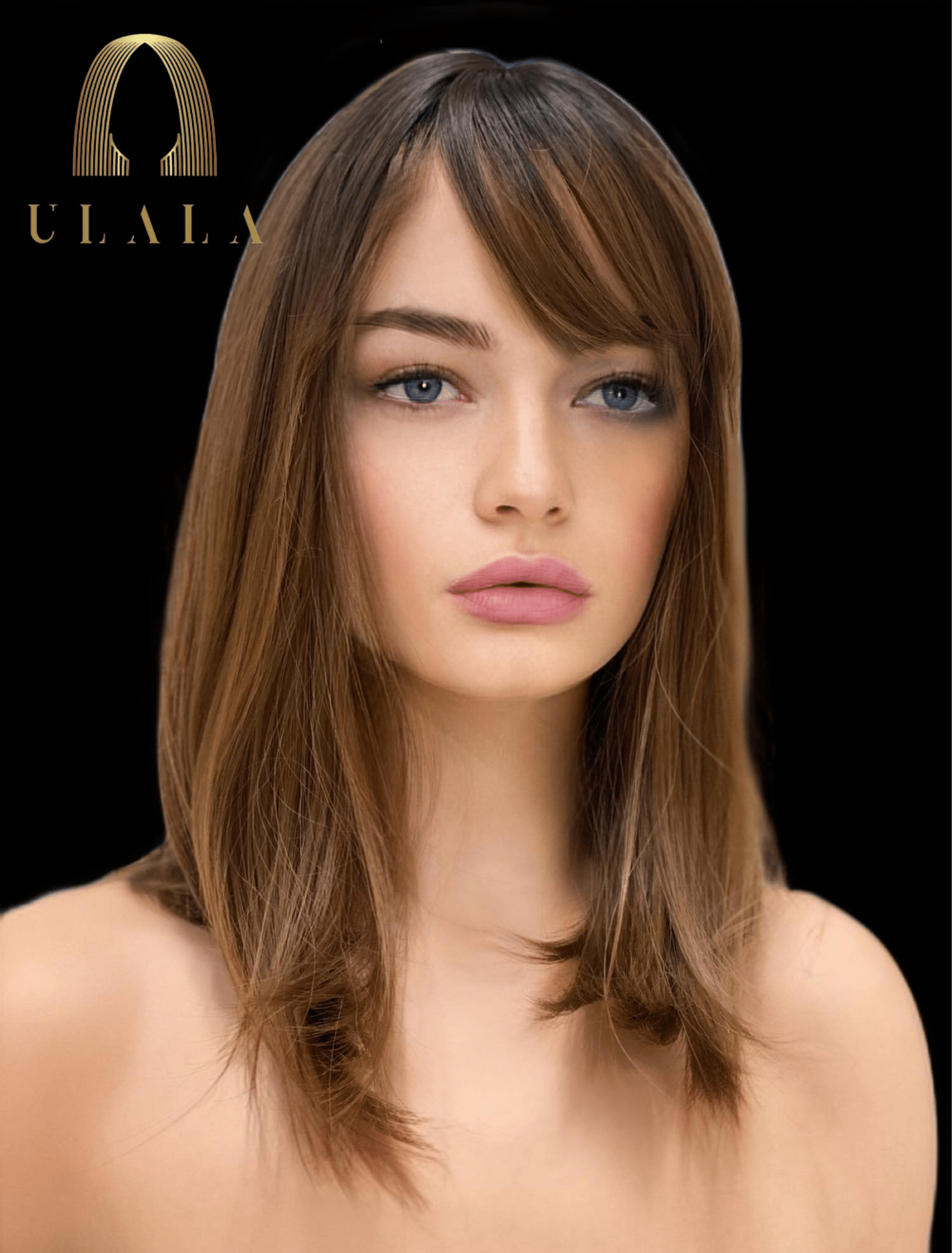 Emberi haj paróka - középhosszú barna balayage - ULALA
