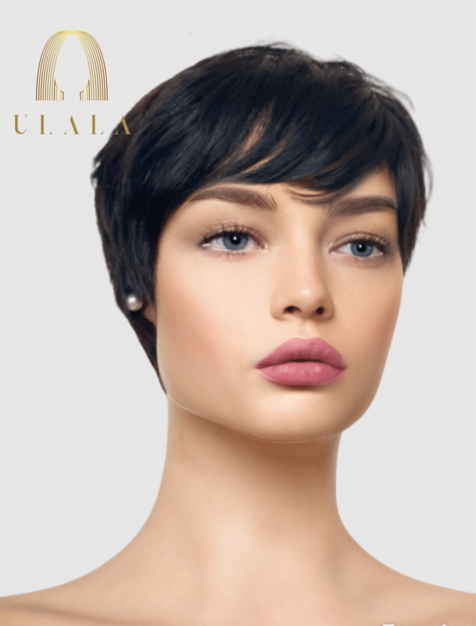 fekete rövid természetes emberi haj paróka