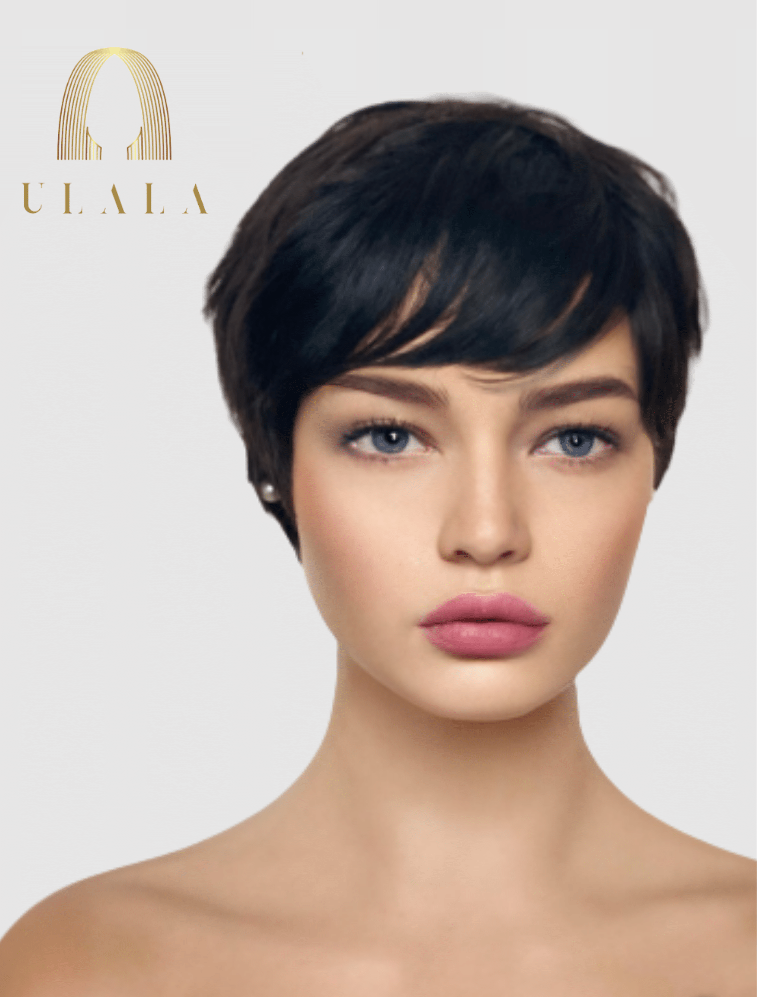 rövid emberi haj fekete paróka