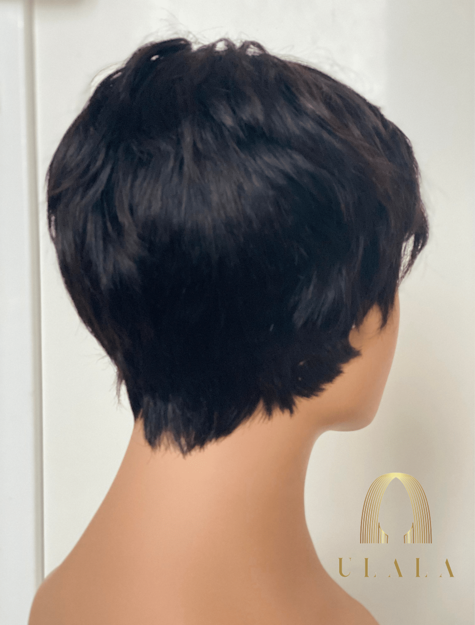 rövid fekete valódi haj paróka