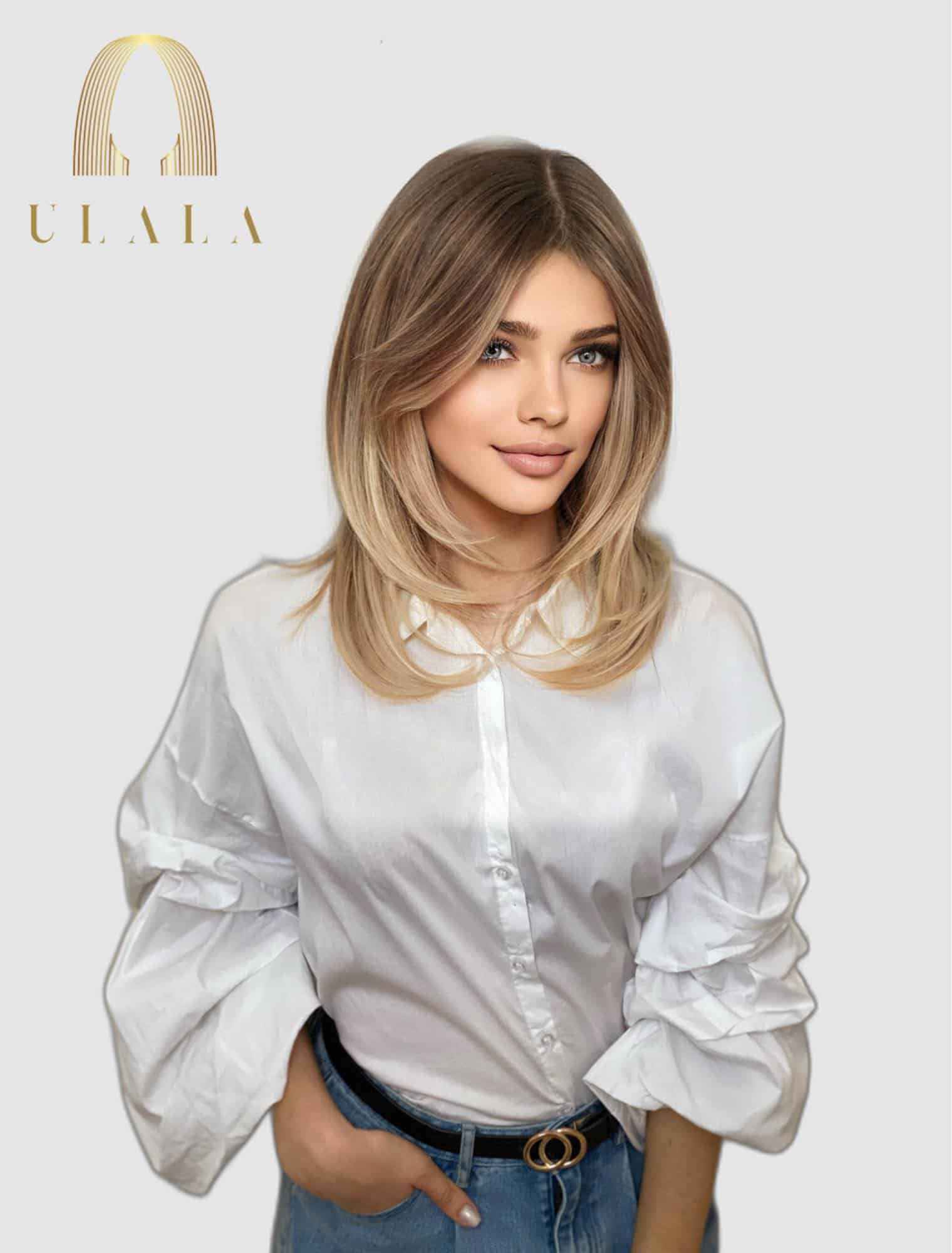 szőke balayage humán haj paróka